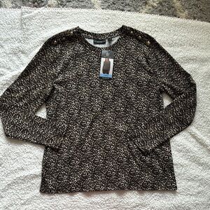New With Tags Rafealla Leopard Print Long Sleeve Top